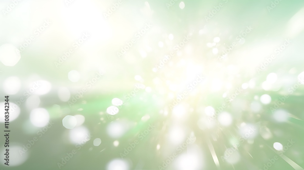 Obraz premium Abstract Green and White Bokeh Light Burst Background