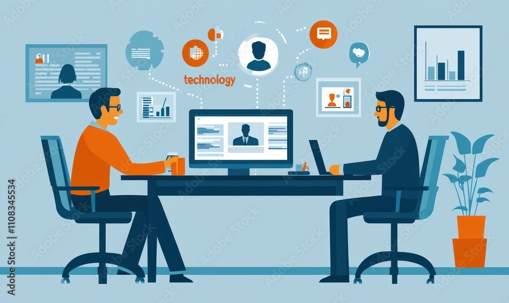 Fototapeta premium Businessmen Working on a Computer in a Modern Office