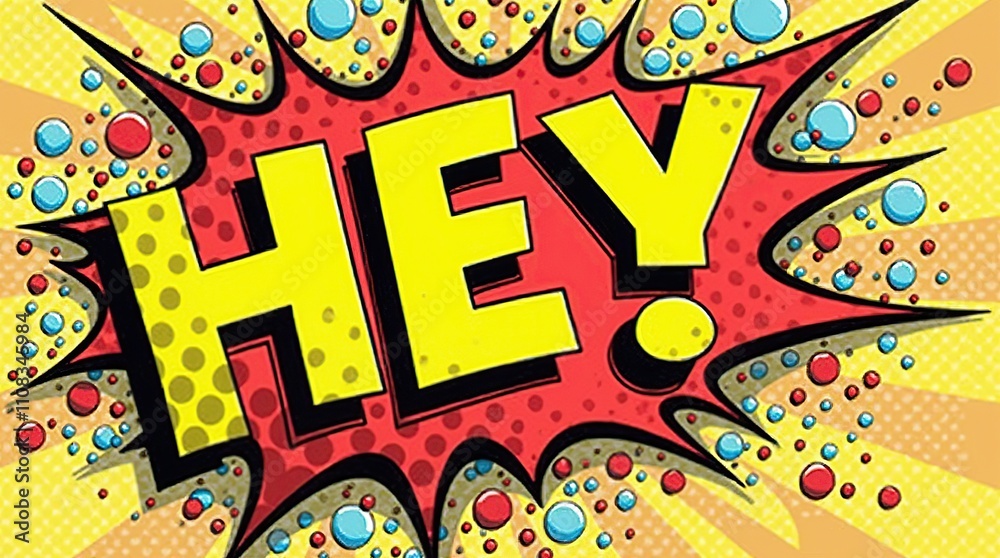 Obraz premium Comic Book Style Speech Bubble With Bold 'Hey!' Text