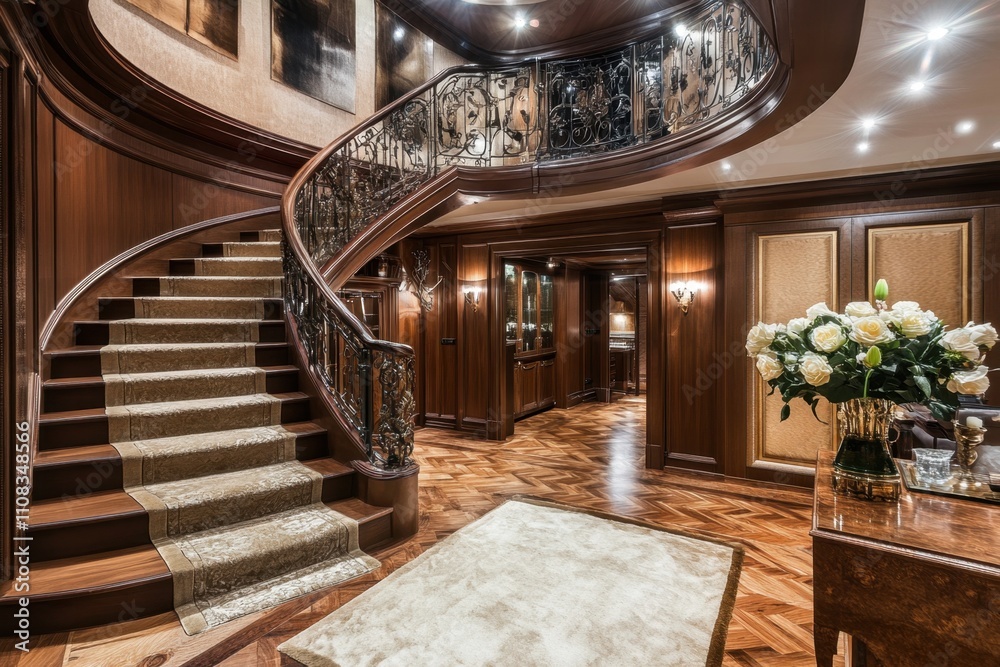 Fototapeta premium interior design of modern entrance hall with staircase 