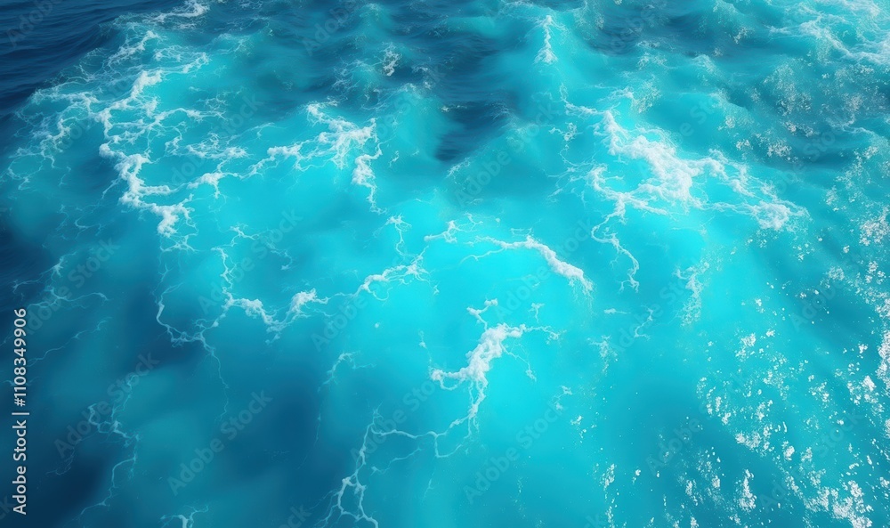 Obraz premium A breathtaking aerial view of vibrant turquoise ocean waves, capturing the beauty and tranquility of nature. Perfect for travel, wellness, and environmental projects.
