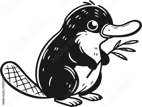 hand drawn illustration of a platypus