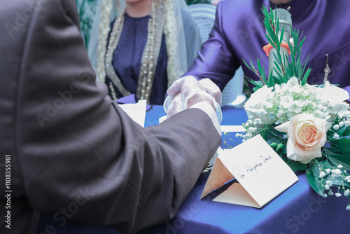Photography marriage agreement, the groom and the bride's father in the Islamic religion