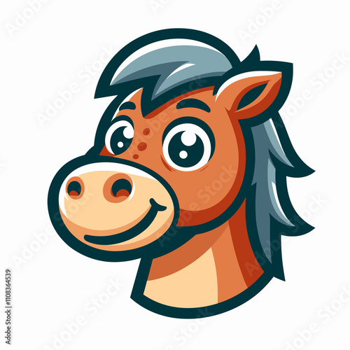Cartoon character, horse, flat colors