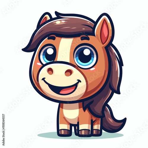 Cartoon character, horse, flat colors
