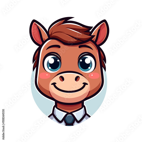 Cartoon character, horse, flat colors