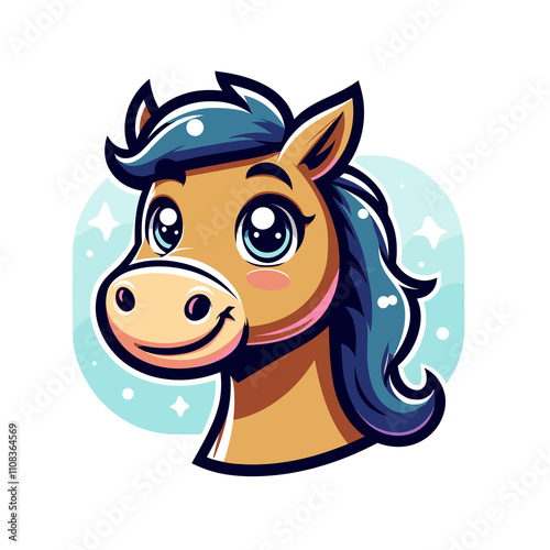 Cartoon character, horse, flat colors