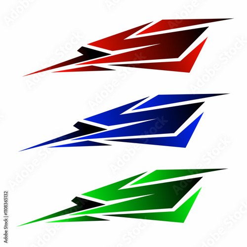Illustration vector graphic set of abstract design decal stickers for cars