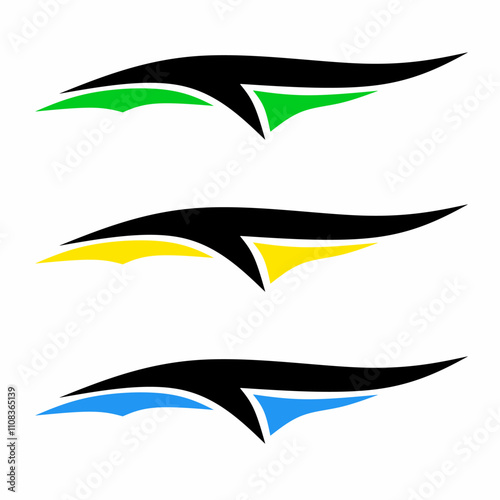 Illustration vector graphic set of abstract design decal stickers for cars
