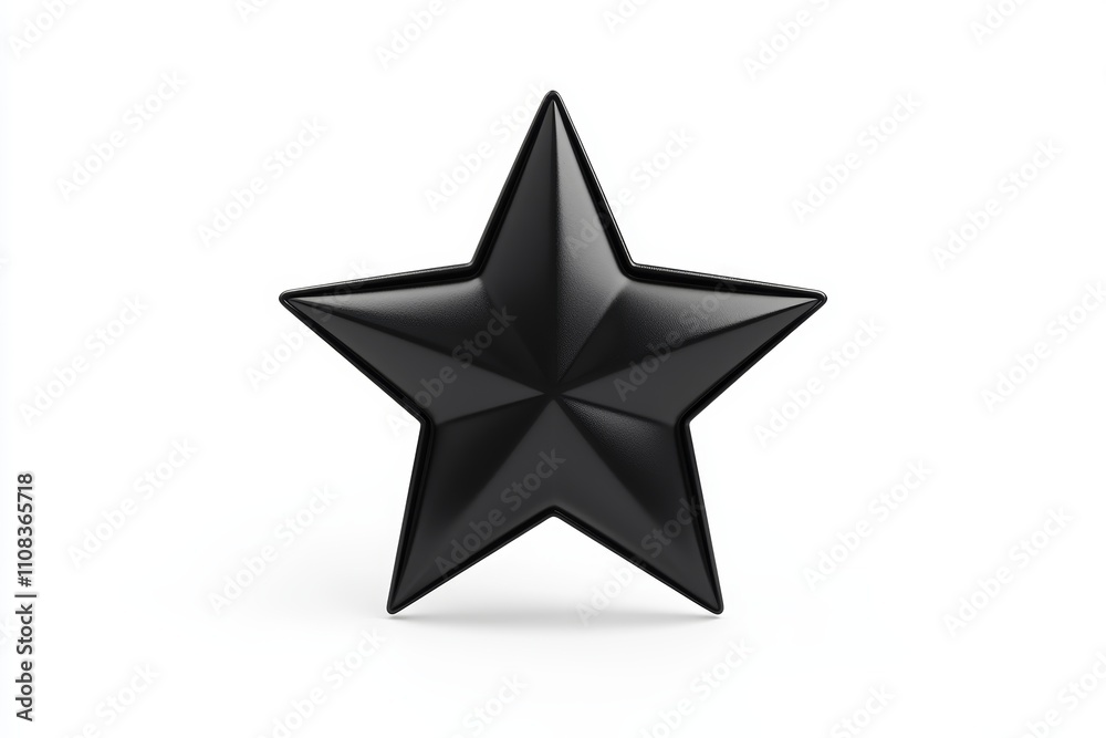 Obraz premium Sleek black three-dimensional star on white background