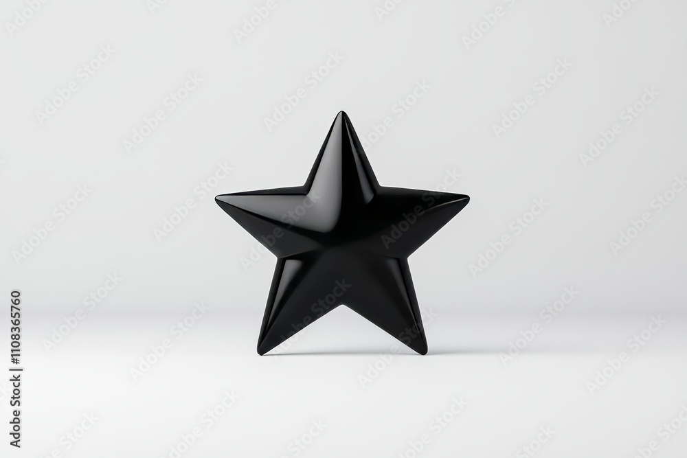 Minimalist black star sculpture on white background Minimalist black star sculpture on white background