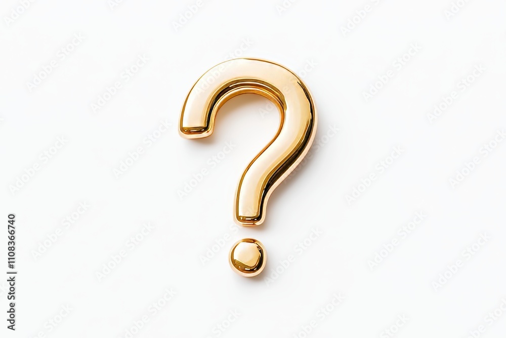 Naklejka premium Golden question mark on minimalist cream background