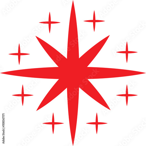 Star clip art design on plain white transparent isolated background for card, shirt, hoodie, sweatshirt, apparel, card, tag, mug, icon, poster or badge