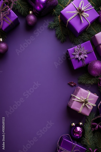 Purple Christmas vertical background for greeting and marketing campaign photo