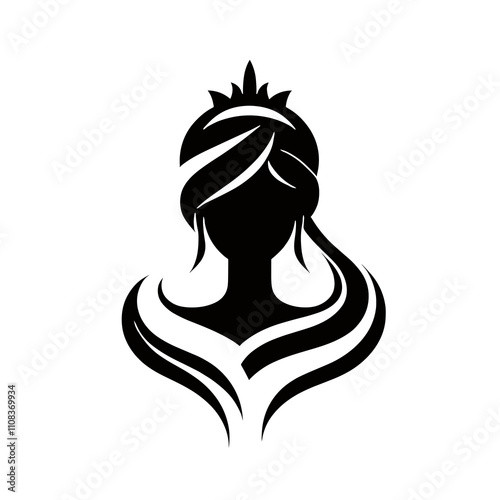 Black and white silhouette of a princess, a queen