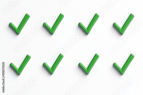 Multiple green check marks in rows representing approval and success photo