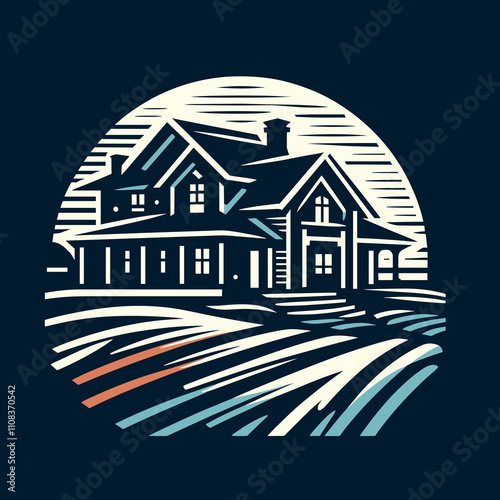 Silhouette of a house, logo, cottage, country house