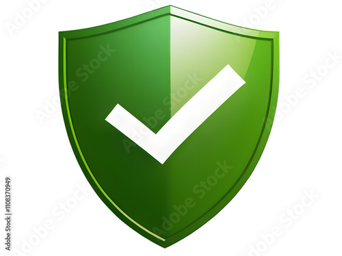 white check mark on green shield isolated on transparent background