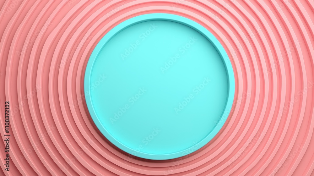 Obraz premium Colorful Circular Plate on Pink Spiral Mat for Modern Table Setting and Decor