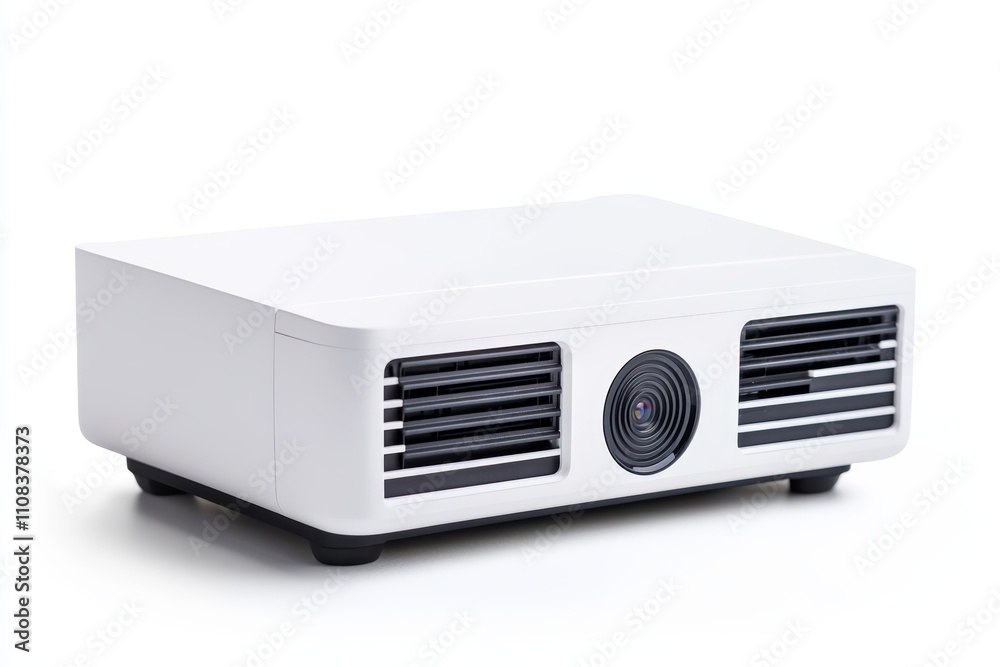 Fototapeta premium White modern projector with lens and vents