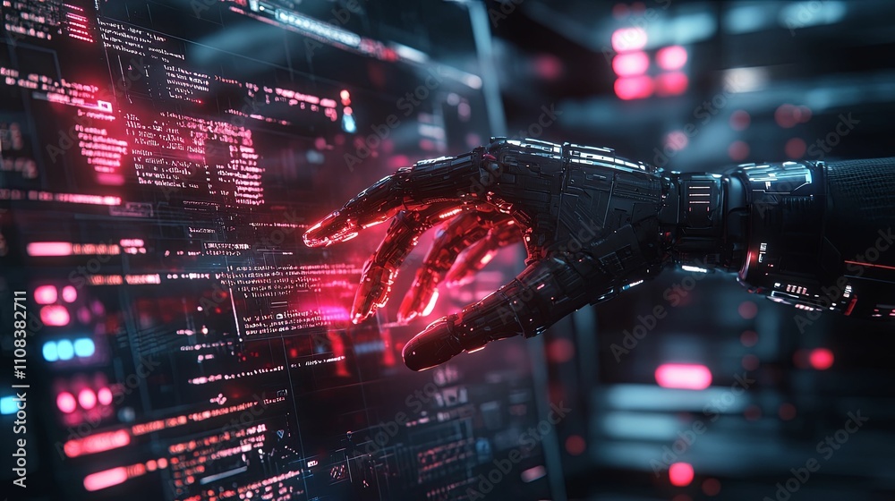 Robotic Hand Interacting With Digital Code Interface