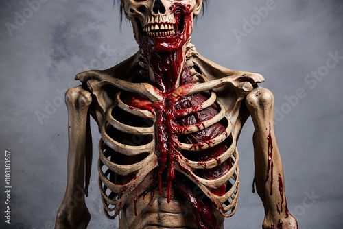 Twistedly Detailed Zombie Torso Prop with Oozing Flesh and Broken Bones