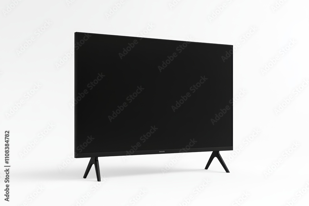 Modern flat screen tv with black frame and stand on white background Modern flat screen tv with black frame and stand on white background