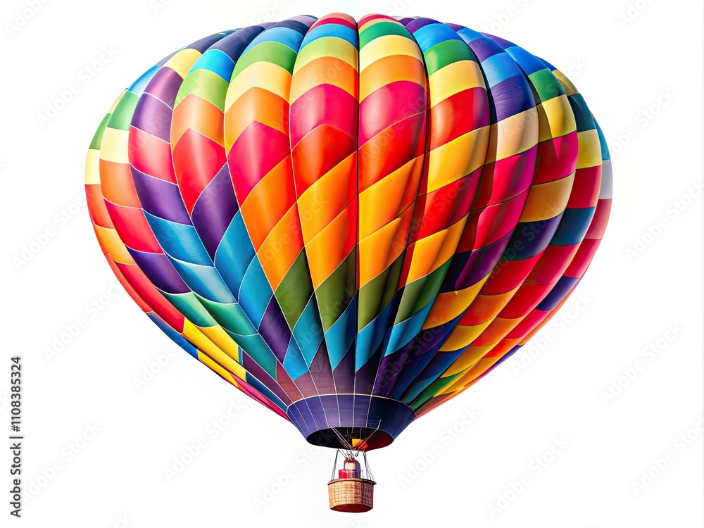 Naklejka premium Hot Air Balloon, Colorful Balloon, Vibrant Balloon, Travel Photography, Aerial Photography, Adventure, Isolated Balloon, Fantasy Balloon, Kaleidoscope Balloon