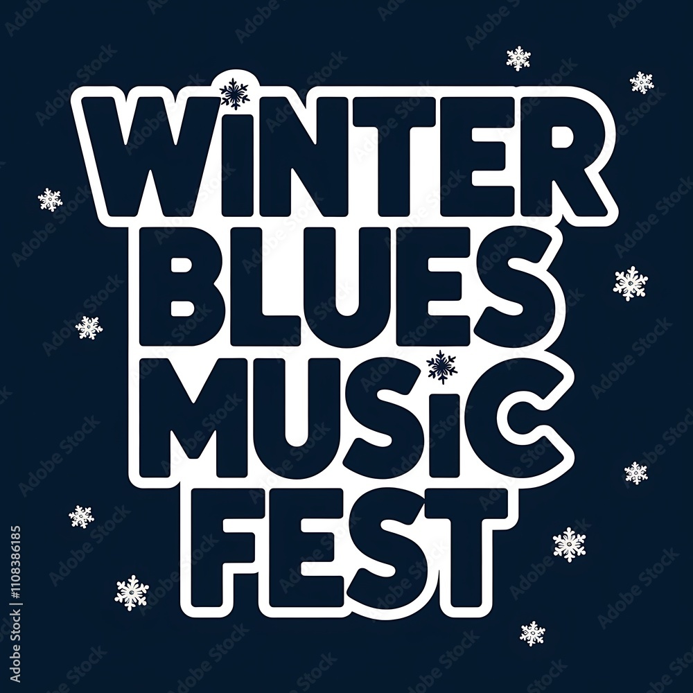 Fototapeta premium Winter Blues Music Fest Announcement Poster