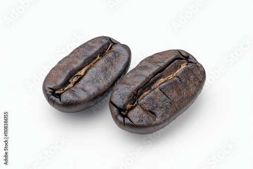 Wallpaper Mural Close-up of two dark roasted coffee beans on white background Torontodigital.ca