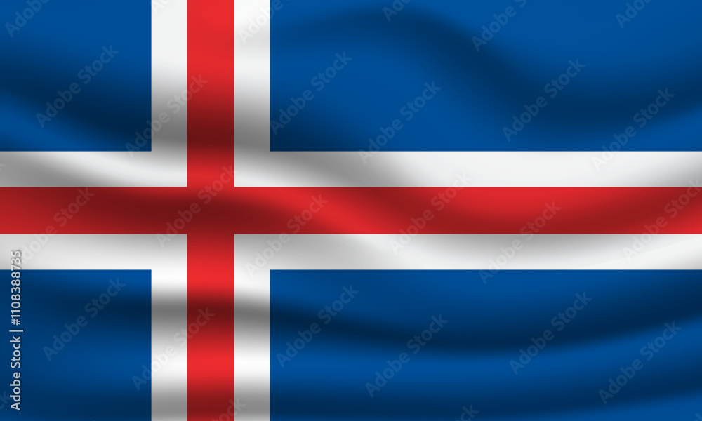 Fototapeta premium Iceland 3d Flag waving banner background