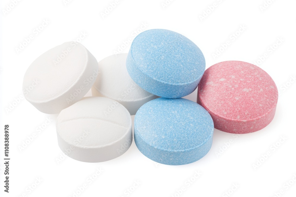 Fototapeta premium Colorful assorted tablets on white background