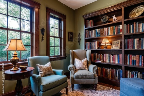 Wallpaper Mural Cozy Reading Nook Ideas with Comfortable Chair Vintage Lamp and Personal Library Decor Torontodigital.ca