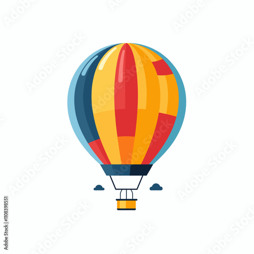 Colorful hot air balloon floating gently in the sky during a bright day