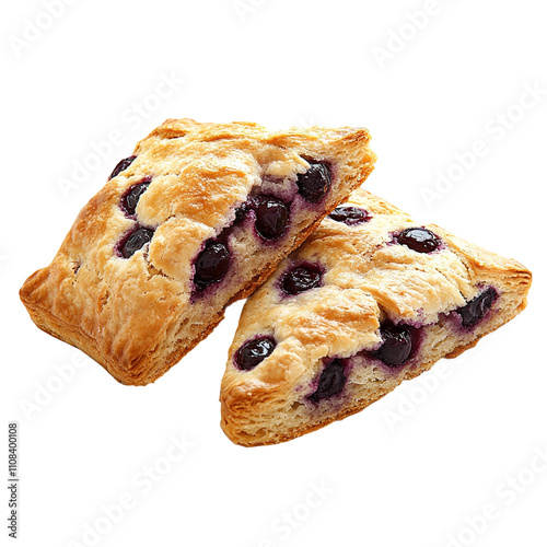 Yummy Blueberry Scones Isolated On Transparent Background 

