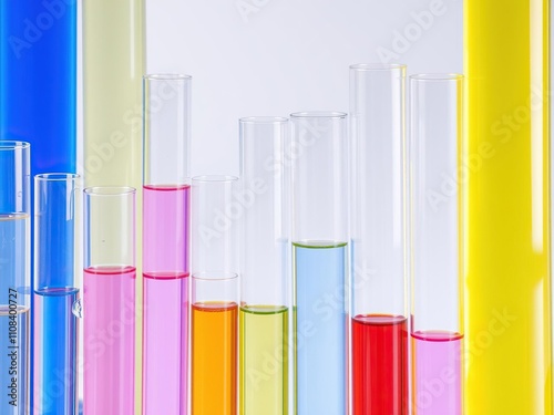 A set of plastic tubes with various diameters and lengths filled with colored water, home improvement, fluid dynamics, pipe inspection photo