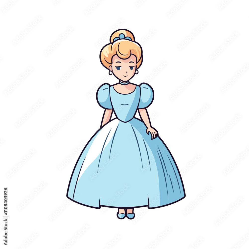 Fototapeta premium Classic fairytale character in elegant blue dress