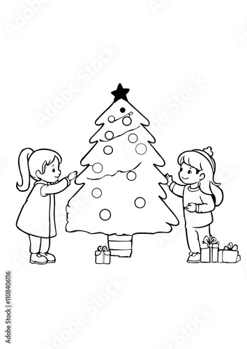 coloring book family at christmas