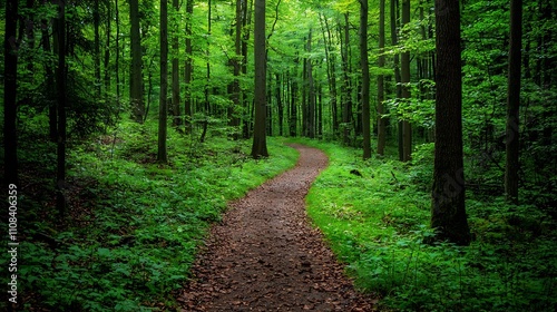 Peaceful Forest Trail Offers Therapeutic Immersion in Nature s Restorative Power Promoting Wellness and Rejuvenation through Outdoor and Solitude photo