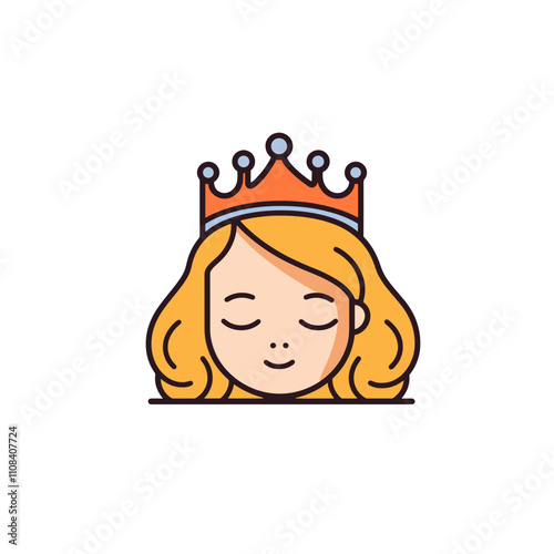Crowned character with blonde hair and a serene expression