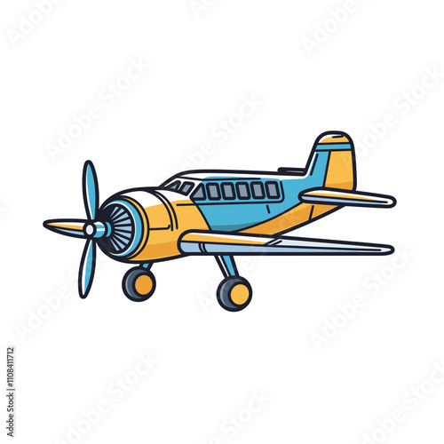 Colorful cartoon vintage airplane