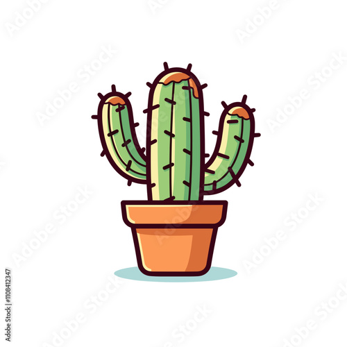 Cactus in a terracotta pot on a white background