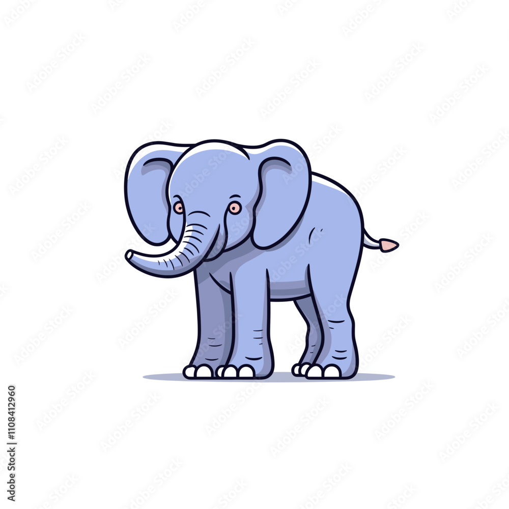 Obraz premium Cartoon elephant standing on white background