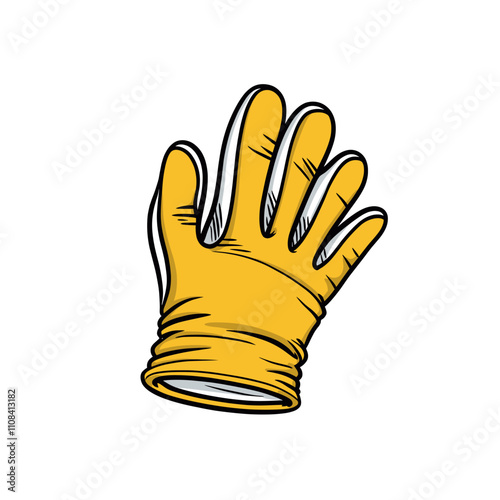 Bright yellow rubber glove for kitchen use