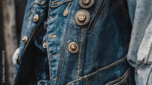 Vintage Inspired Denim Vest with Unique Metal Buttons Showcasing Classic Style and Timeless Fashion for Everyday Wear and Special Occasions photo