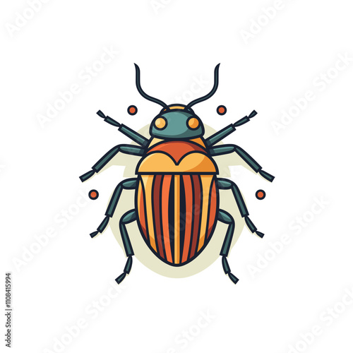 Colorful beetle illustration on a light background