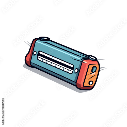 Colorful cartoon harmonica on a white background