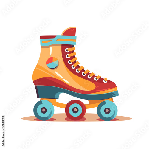 Brightly colored roller skate on a clean surface