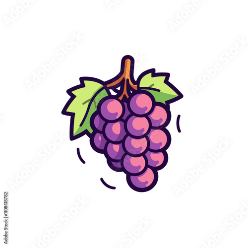 Fresh grapes hanging from a vine with leaves