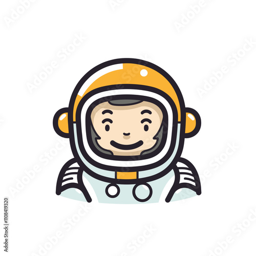 Smiling astronaut with orange helmet in space